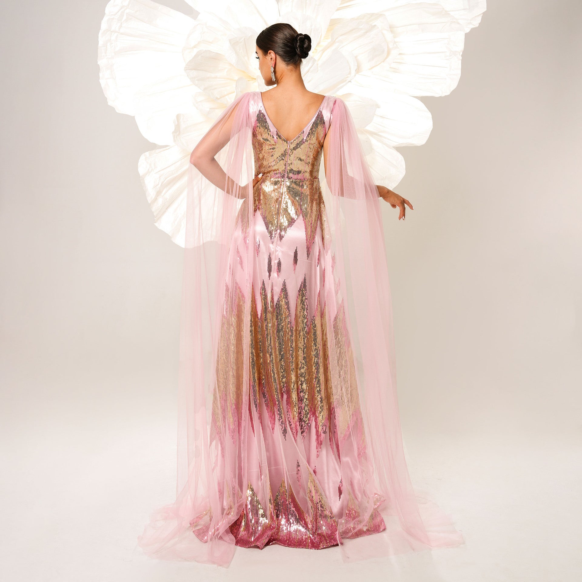 Mesh Long Open Sequin Dress