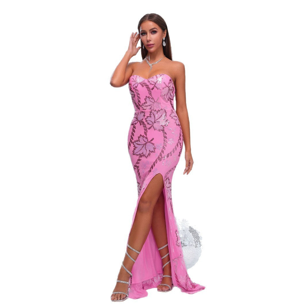 Sequined Fishtail Evening Dress