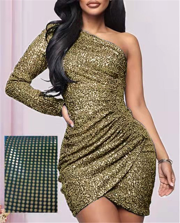 Sequined Sexy Off-shoulder Dress