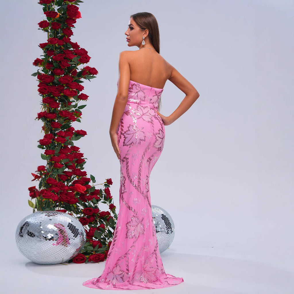 Sequined Fishtail Evening Dress