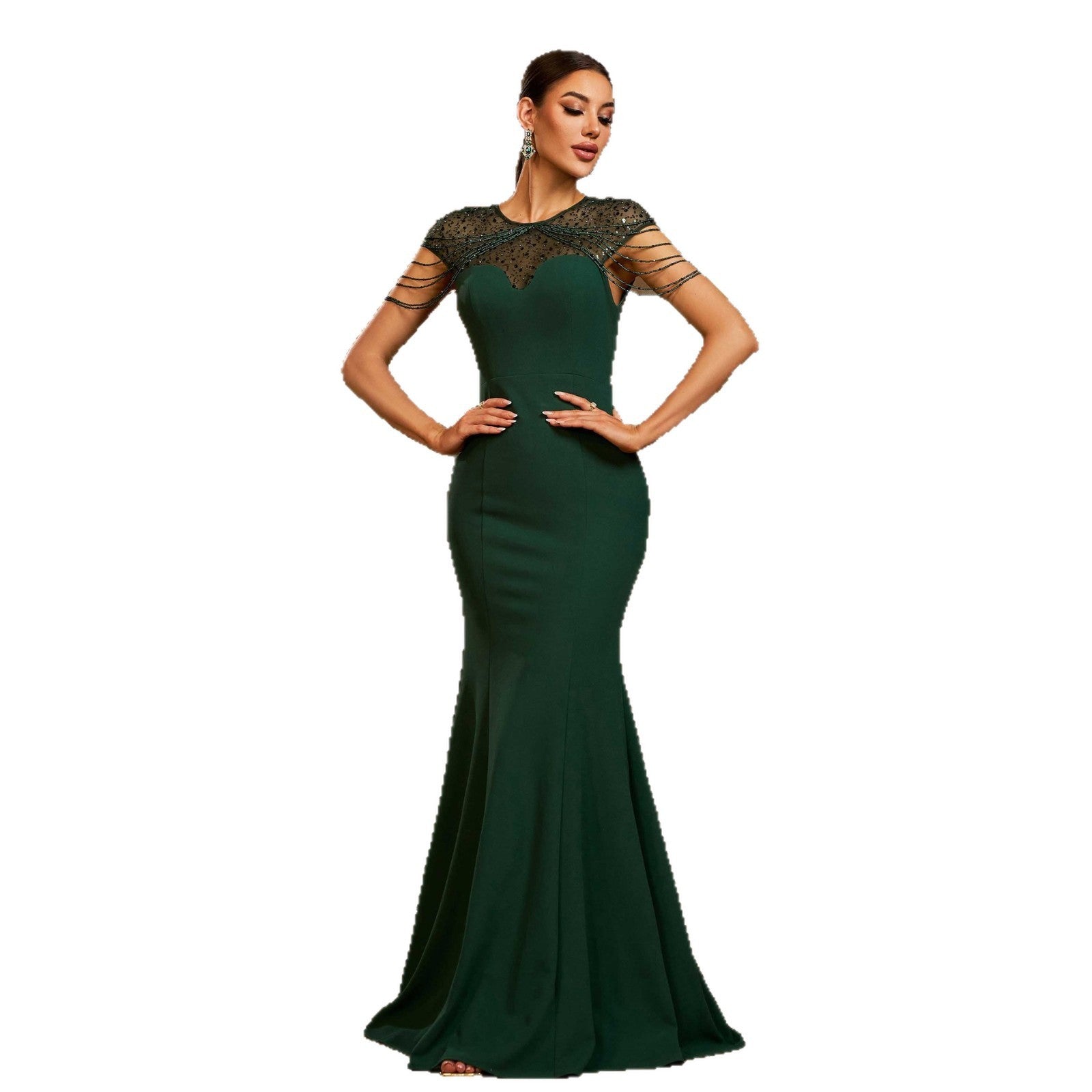 Green Banquet Fishtail Evening Dress