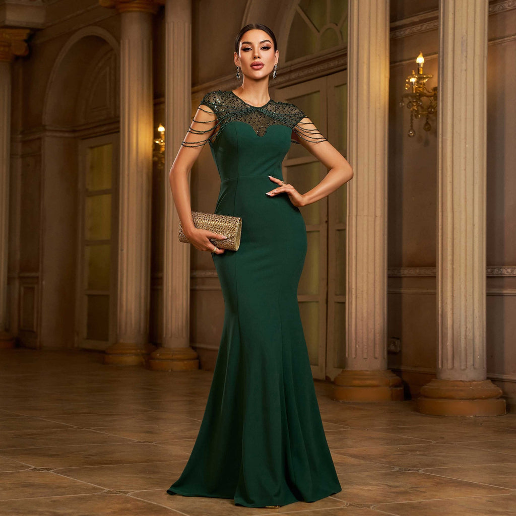 Green Banquet Fishtail Evening Dress