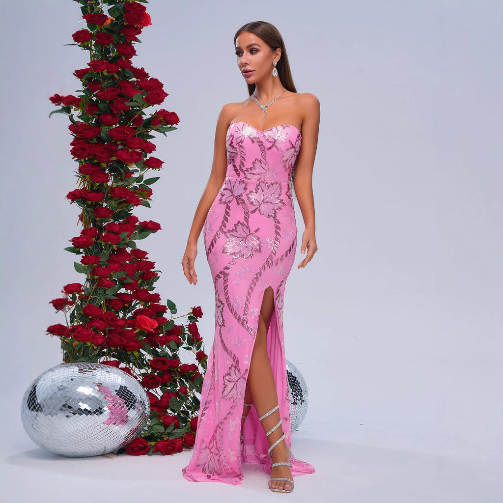 Sequined Fishtail Evening Dress