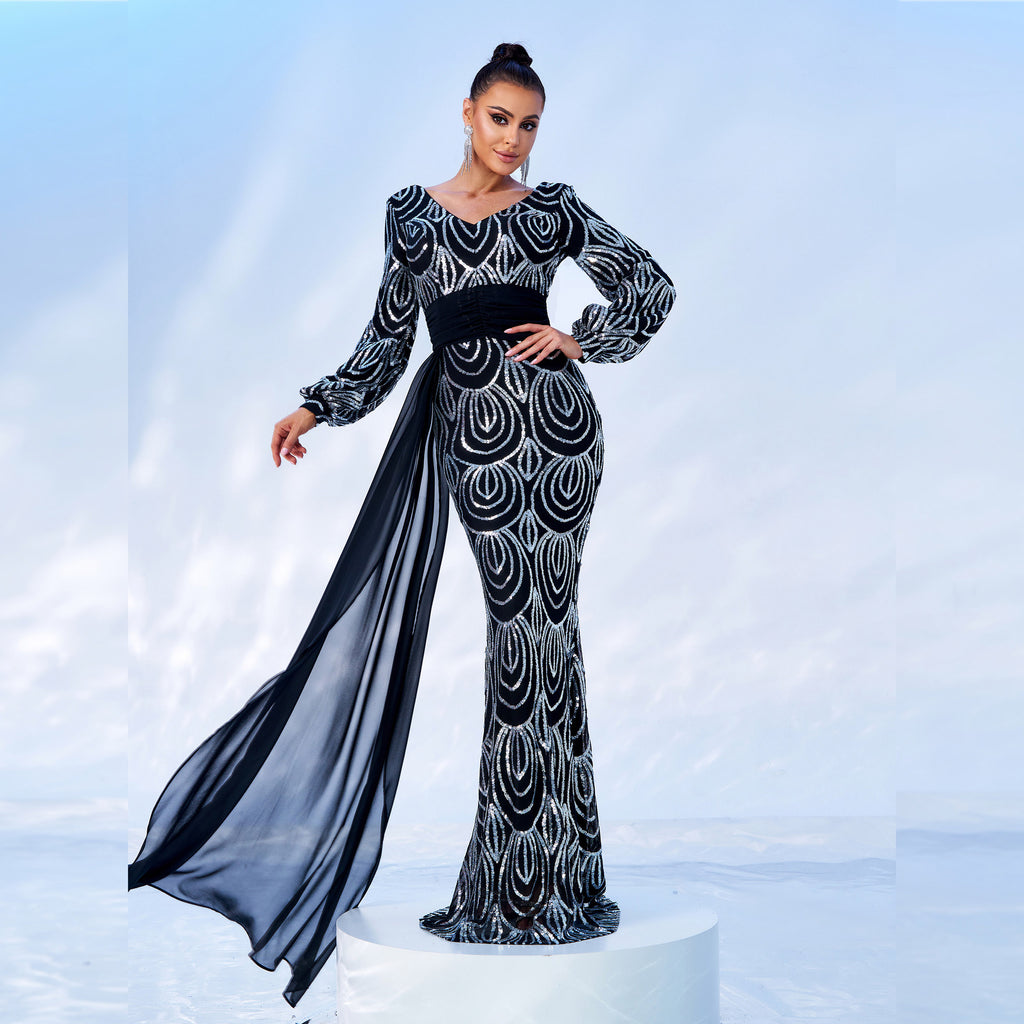Long Sleeve Evening Dress